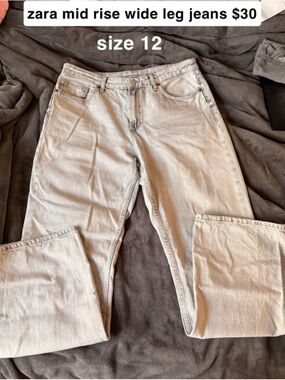 zara mid rise wide leg jeans size 12
